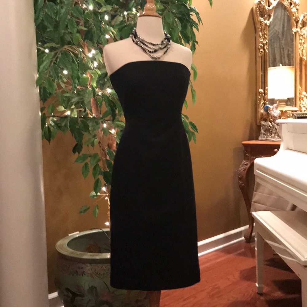 ANN TAYLOR BLACK STRAPLESS DRESS PETITE SIZE 4 - Picture 7 of 8